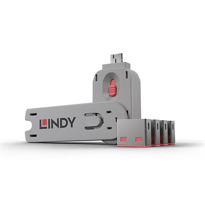 Lindy USB Port Blocker - Pack of 4, Red (40450) - Image 2